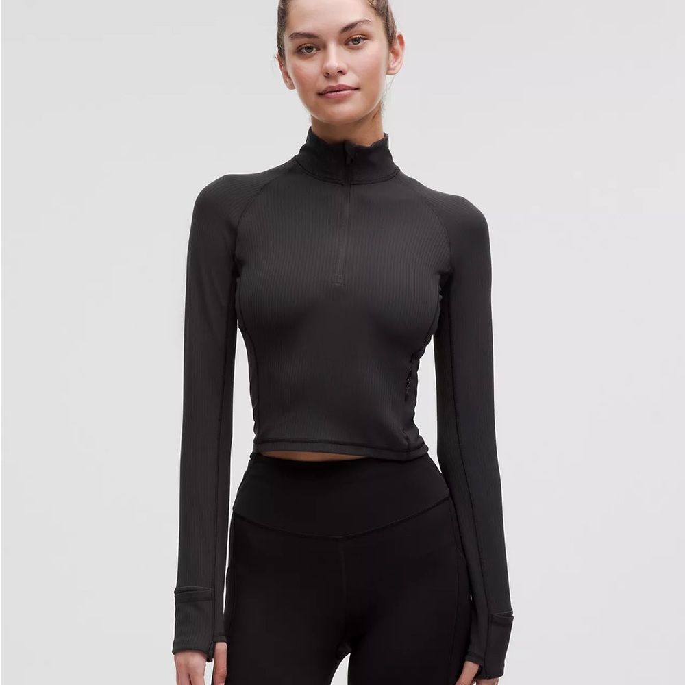 NWT sz 8 Lululemon it’s Rulu run ribbed cropped half zipLong Sleeve Wome…